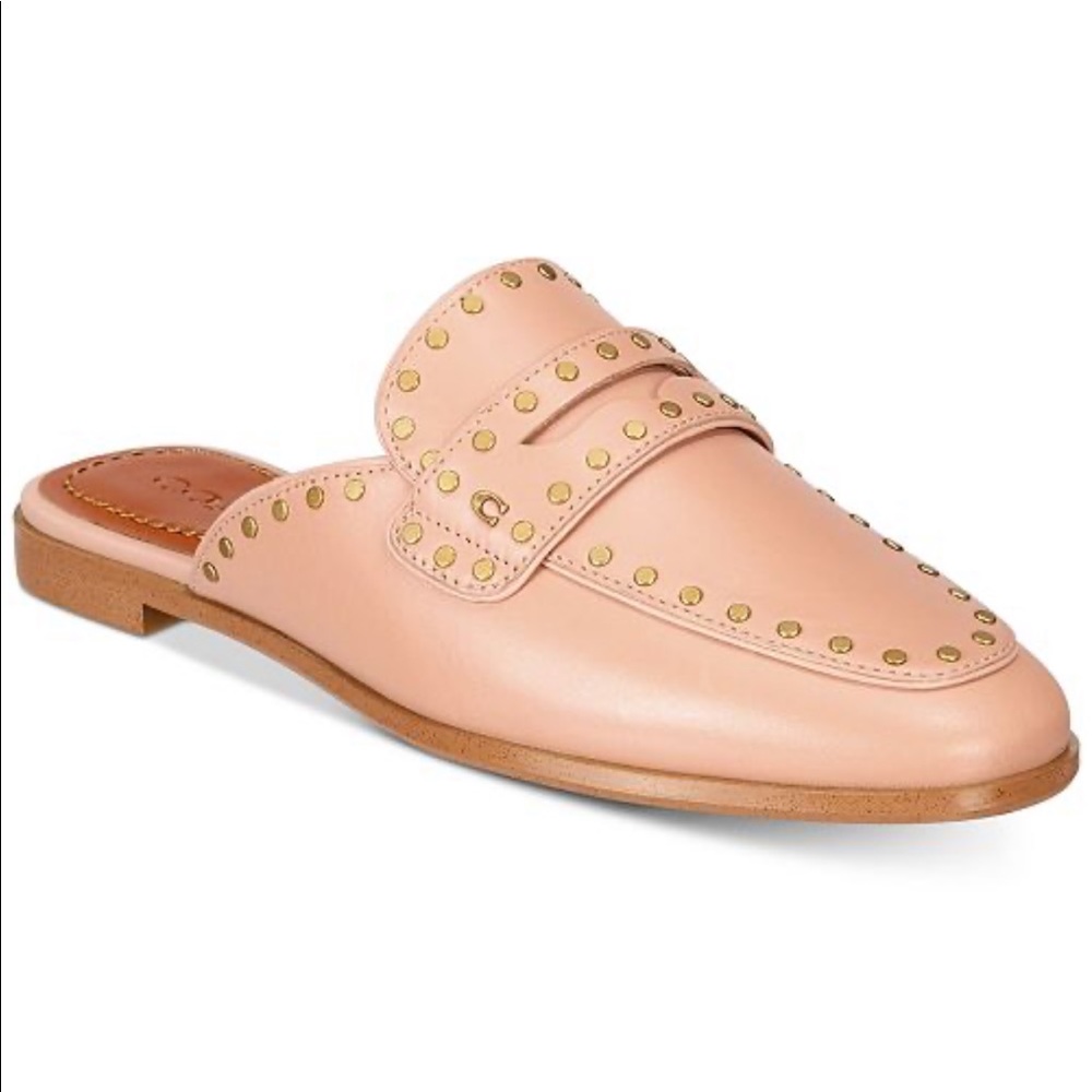 Coach Fiona mules / loafer slides pale blush